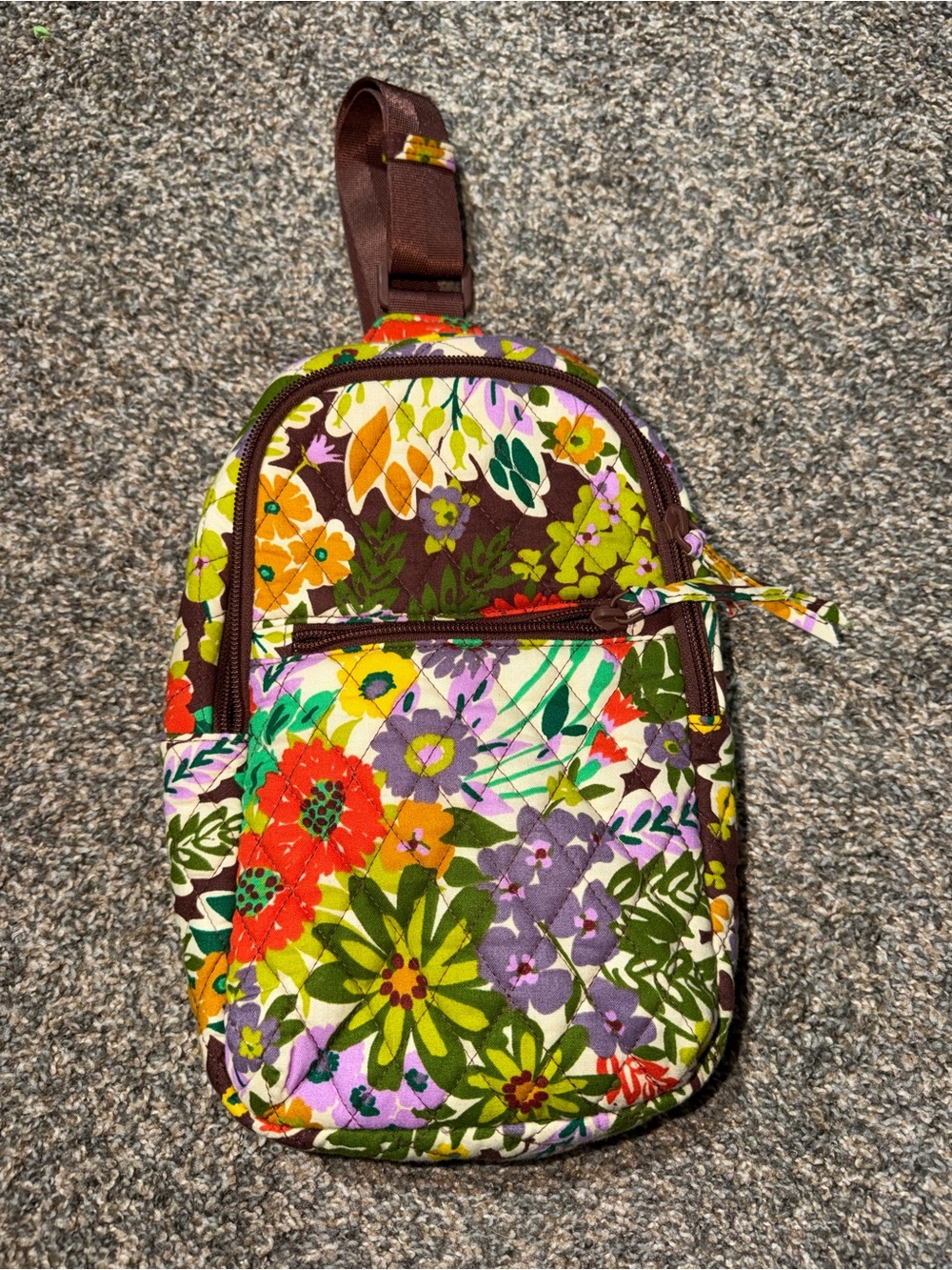 Vera Bradley Floral Quilted Crossbody Sling - Brown Multi